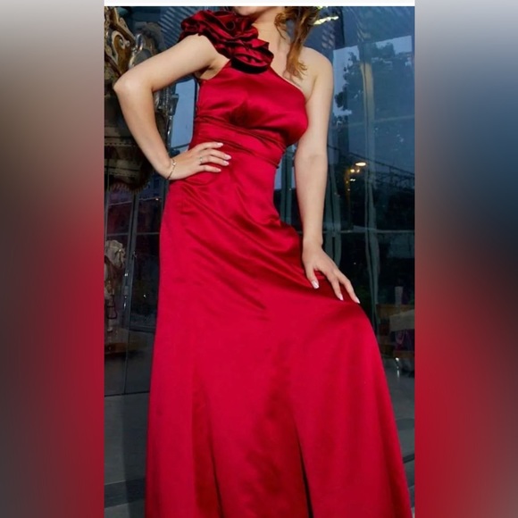 ALFRED ANGELO NEW Size 4 CLARET RED 1-SHOULDER BRIDESMAID FORMAL PROM DRESS. - Picture 2 of 13